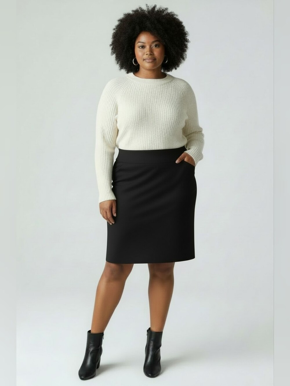 Fashion Bug Black Skirt with Silver Metal Decoration Size 2X